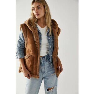 Free People Brown Sherpa-Lined Vest